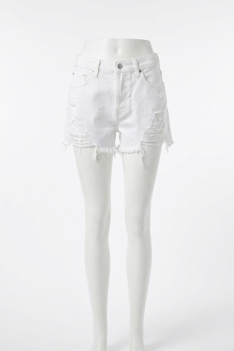 NEW KANCAN distressed denim shorts in white
